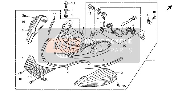 Honda SH300A 2007 Luce di combinazione posteriore per un 2007 Honda SH300A